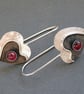 Sterling Silver Heart Earrings with Garnet - Image 1