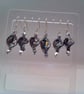 Black Iridescent Twist Bead and Silver Faceted Bead Silver Plated Earrings - Image 6