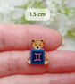 Gemini Bear Pin, Handmade Tiny Star Sign Wooden Teddy Badge - Image 5