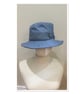 Waxed Cotton Bucket Hat Pale Blue Herringbone