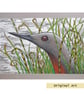 Red-Throated Diver bird portrait.  small bird drawing, original art gift - Image 2