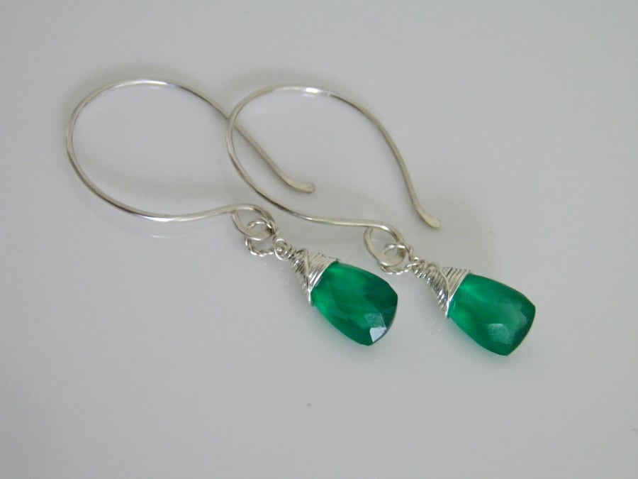Emerald Green Onyx Earrings 