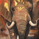 The Gentle Giant – Original Elephant Mixed-Media Painting