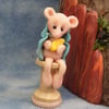 Downland Mouse 'Marlene' on wooden bobbin with cheese OOAK Sculpt Ann Galvin