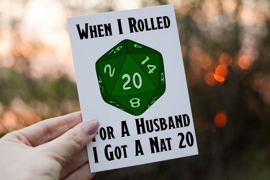When I Rolled For A Husband I Got A Nat 20 Dungeons and Dragons Birthday Card