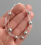Silver Grey Floating Pearl Bracelet - Light Grey Bridesmaid Jewellery - Wedding
