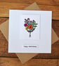 C6252  Anniversary Card, Romance, Hammered Card, Flowers,