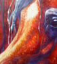 Four bay Arabian Horses oil on panoramic wide canvas - Image 3
