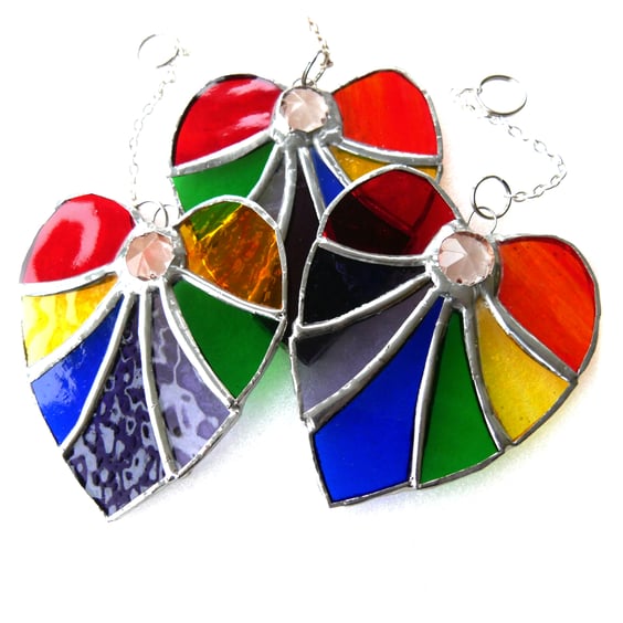 Rainbow Heart Rainbow Embedded Crystal Stained Glass Suncatcher 