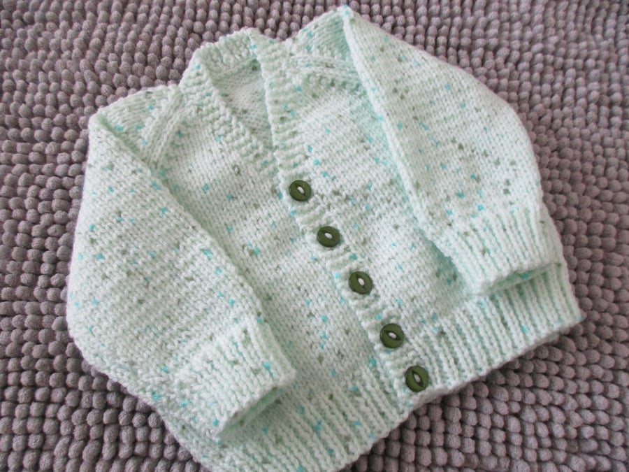 16"Mint Green V Neck Cardigan