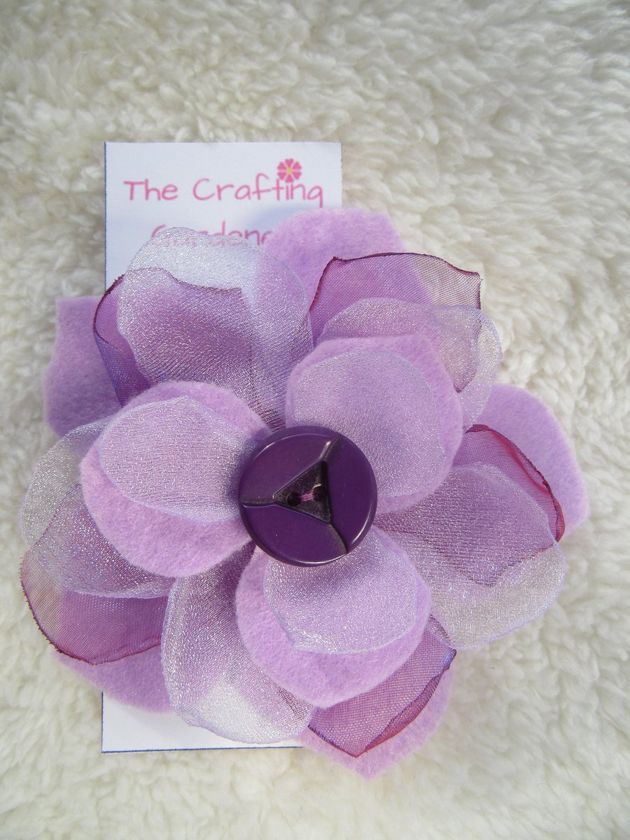 purple flower hair clip