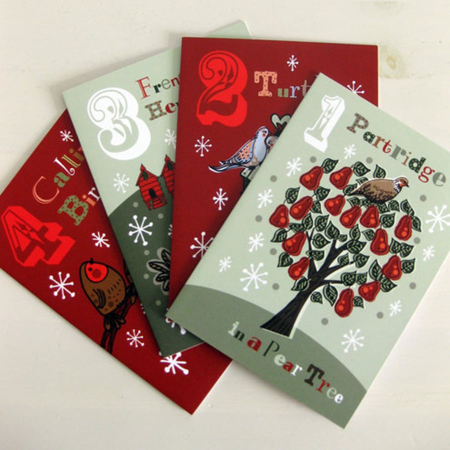 4 pack of A6 size 'Days of' Christmas Cards