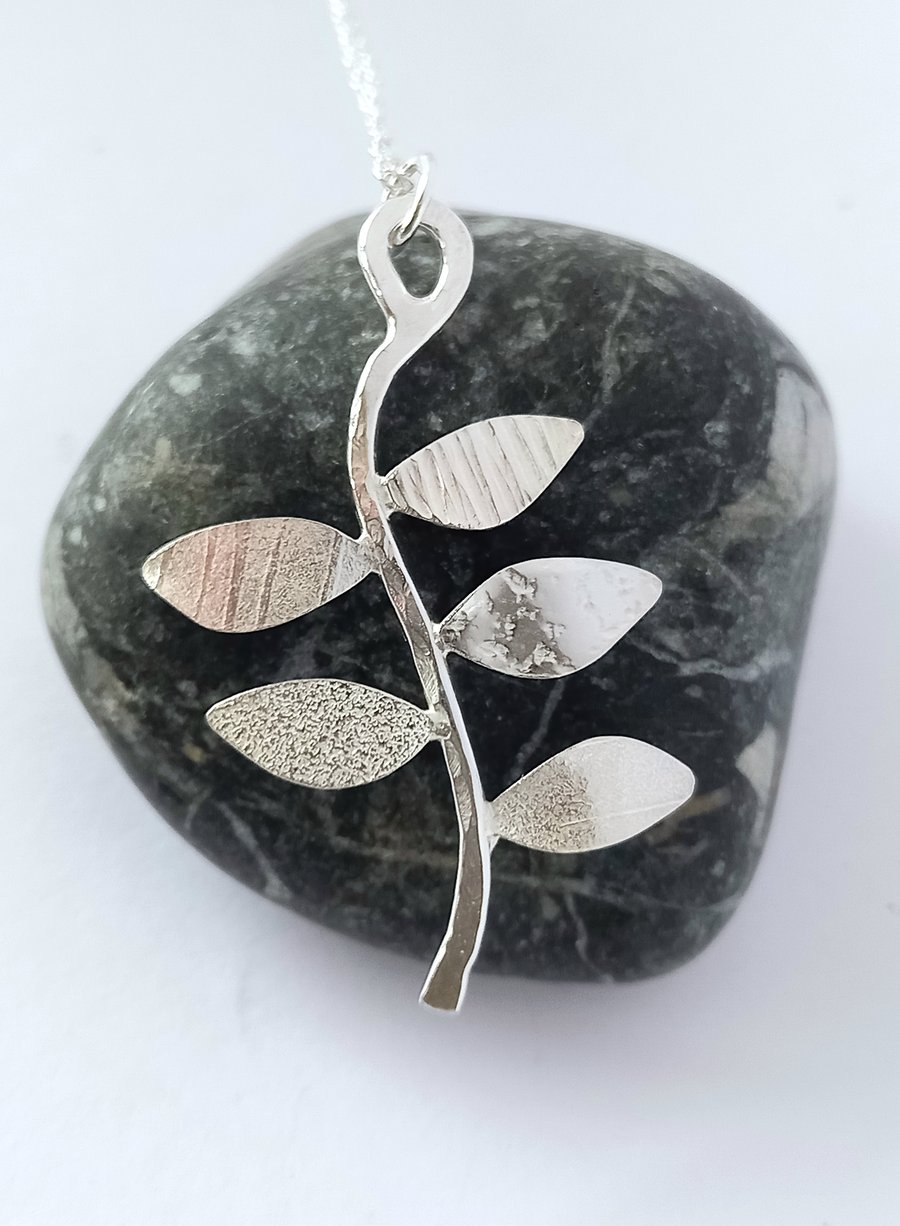 Silver leaves pendant