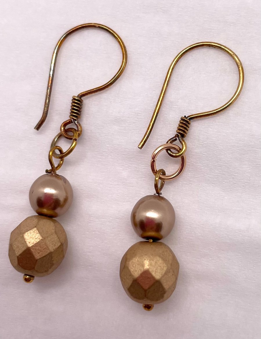 Gold Fire Bead Earrings 