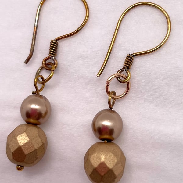 Gold Fire Bead Earrings 