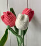  tulip mini bouquet, crochet flowers pink and cream - Image 7