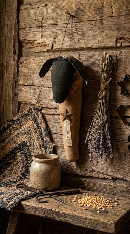 Primitive sheep wall hanging.