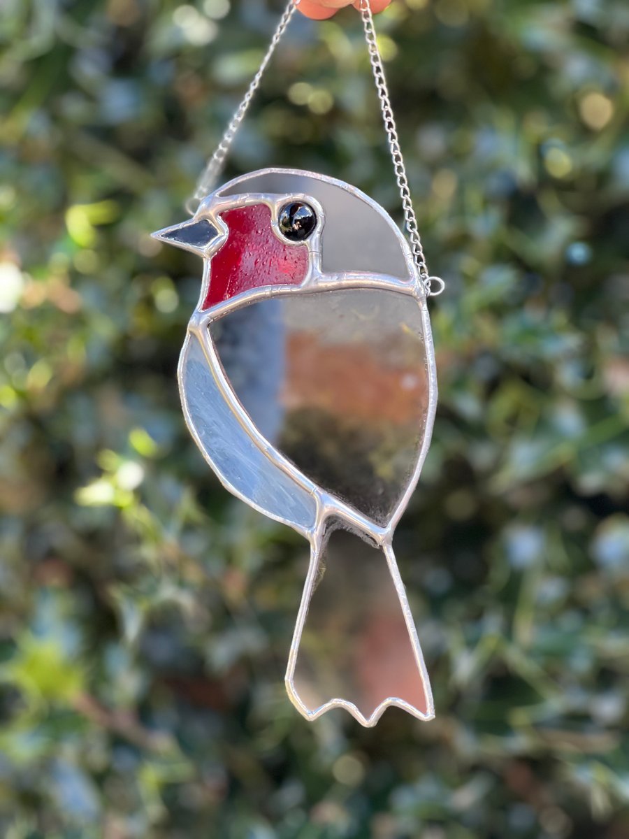 Stained Glass Robin songbird - Christmas decoration bird lover gift 
