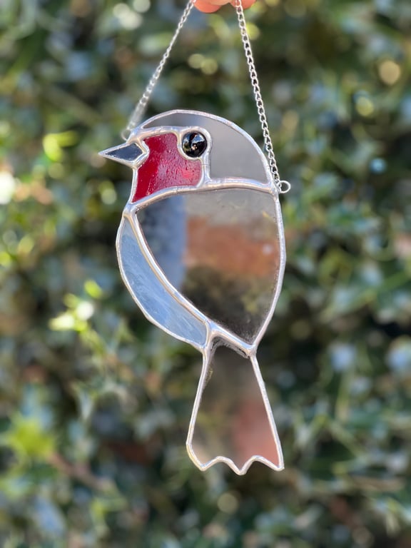 Stained Glass Robin songbird - Christmas decoration bird lover gift 