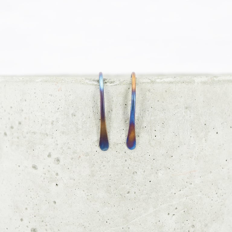 Small titanium open hoop earrings - Delicate lightweight threader earrings