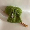 Hand knitted spruce green pure new wool gift bag