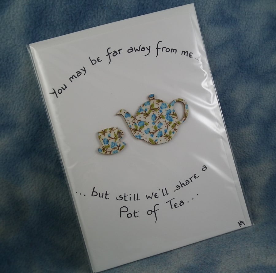 Spring Sale ... Handcrafted 'pot-of-tea' card by Ann Galvin A5 5"x7"