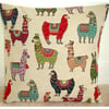 Llama 16 inch Cushion Cover 16" Alpaca Red Duck Egg Green 16x16