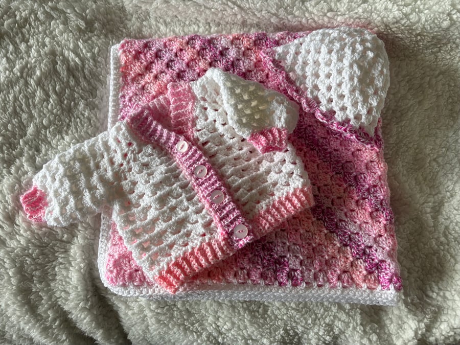 Baby Set - Blanket, Cardigan & Hat 