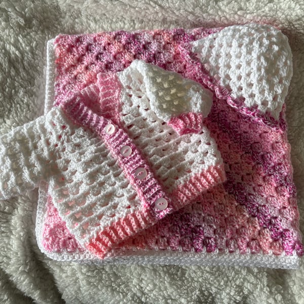 Baby Set - Blanket, Cardigan & Hat 