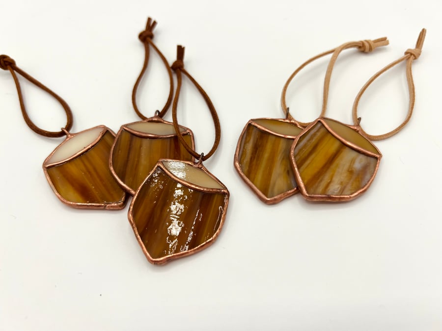Stained glass hazelnut - cute woodland decoration 