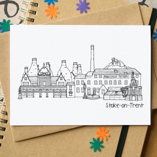 Stoke-on-Trent Skyline Greetings Card