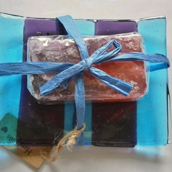 Fused glass sheepy soap dish