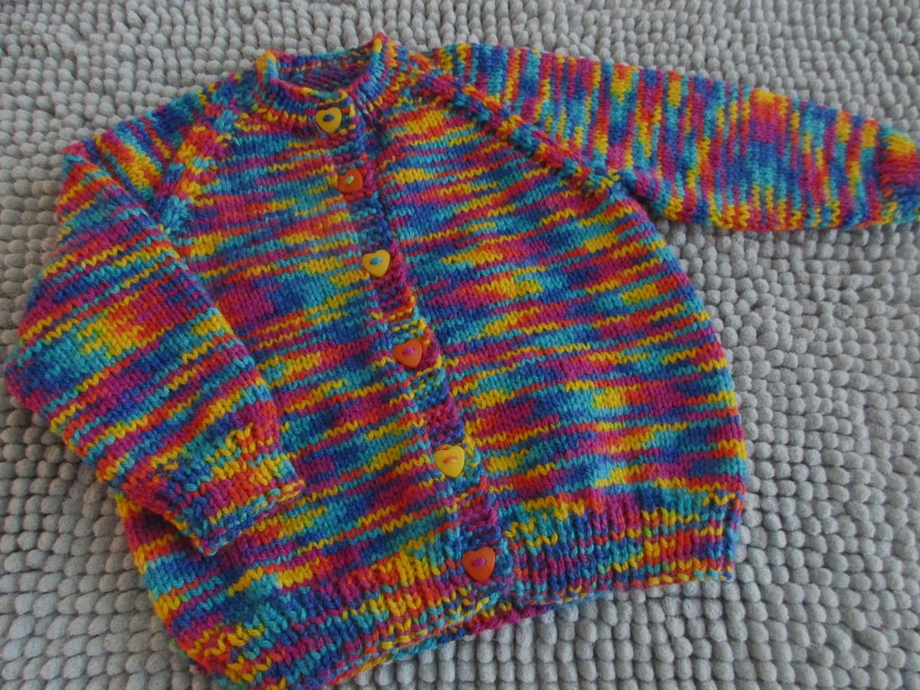 18" Muti Colour Round Neck Baby Cardigan 