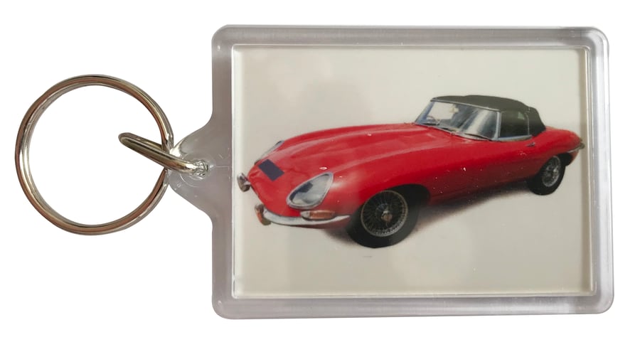 Jaguar E-Type Mk1 1966 - Keyring with 50x35mm Insert - Car Enthusiast