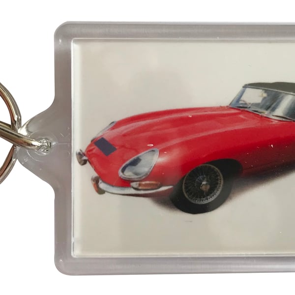 Jaguar E-Type Mk11966 - Keyring with 50x35mm Insert - Car Enthusiast