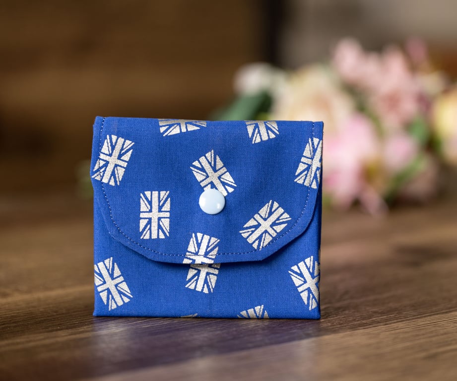 Handmade Coin Purse, Wallet Card Holder, Mini Wallet-Blue Flag Design-CP19