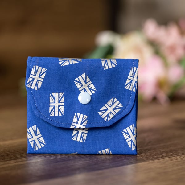 Handmade Coin Purse, Wallet Card Holder, Mini Wallet-Blue Flag Design-CP19