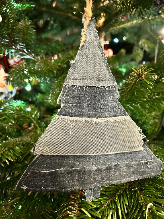Handmade rustic Christmas tree hanging decoration 
