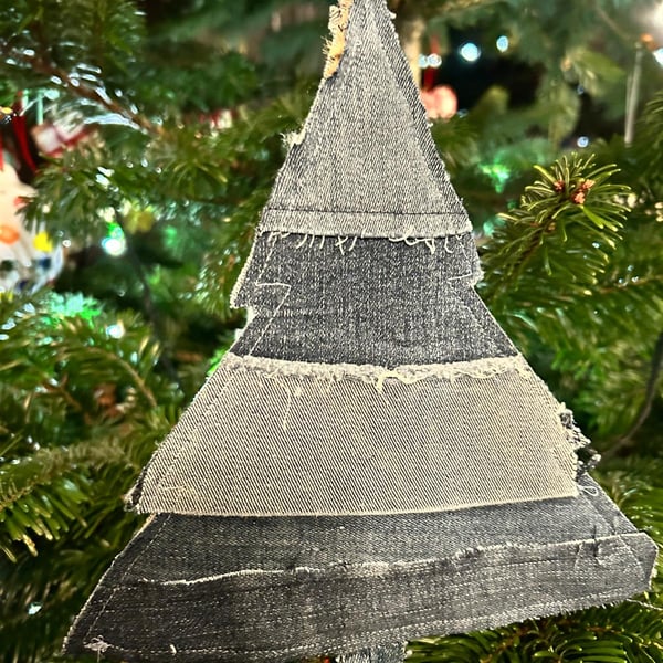 Handmade rustic Christmas tree hanging decoration 