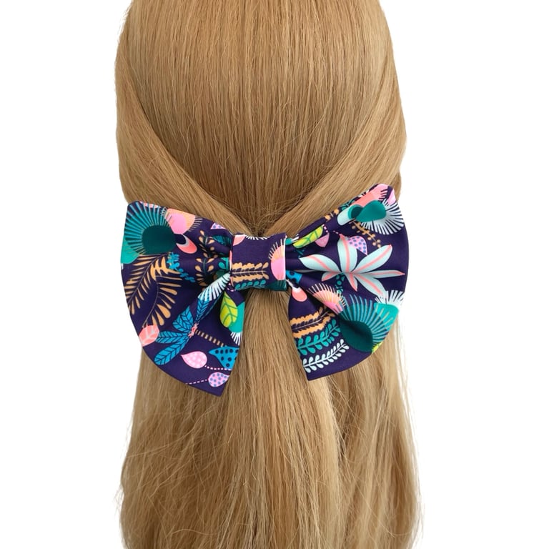 Large Bright Colourful Bow with Alligator Clip for Girls Women Eco-Friendly Hair