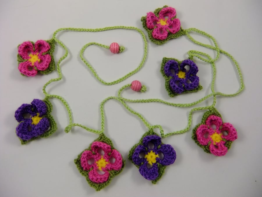 Crochet Clematis Motif Mini Bunting