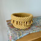 Handmade Macramé Basket with Fold Over Edge