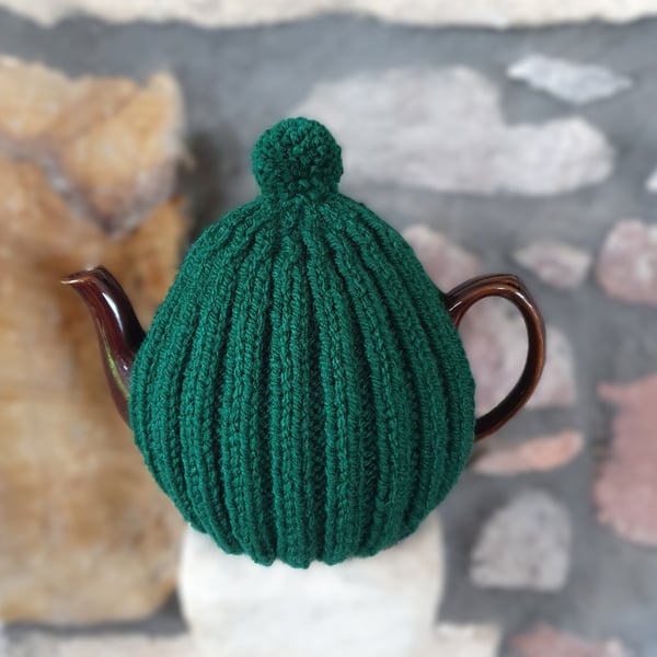 Medium Tea Cosy for 6 Cup, 1.1 lt Tea Pot, Hand Knitted, Brown Betty Compatible