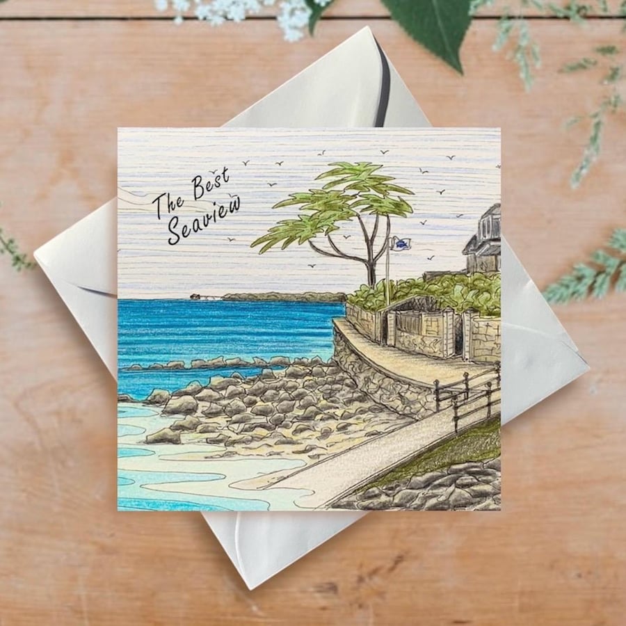 Isle of Wight Greetings Card, The Seafront at Seaview