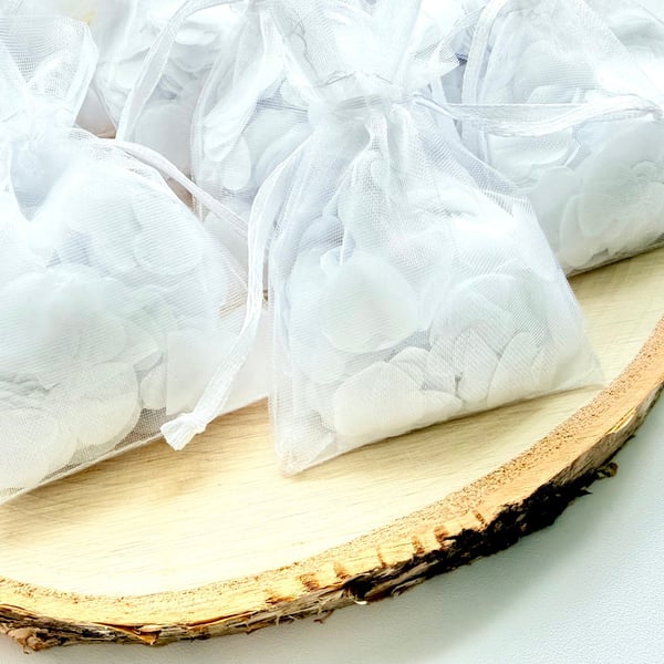 White Biodegradable Heart Confetti Wedding Toss Eco Send Off Bridal Event Decor