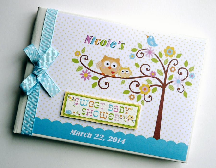 Happi tree boy baby shower guest book, happi tree baby shower party gift