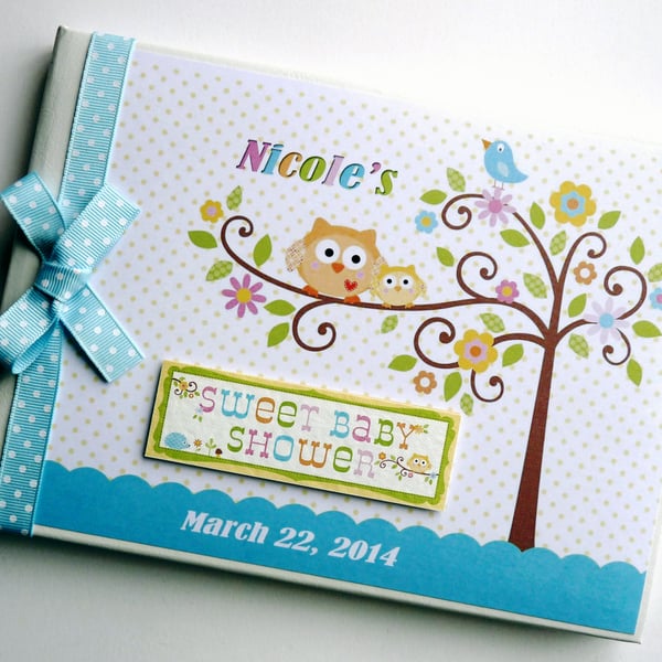 Happi tree boy baby shower guest book, happi tree baby shower party gift