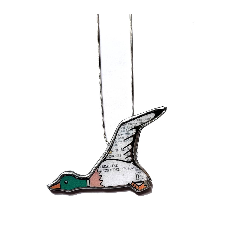 Wonderfully Whimsical Flying Duck Beatles Lyrics Necklace by EllyMental