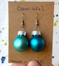 Mixed Frosted Turquoise Glass Mini Bauble Earrings - Festive - Super Seconds - Image 1