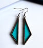Marine blue stained glass dangle earrings, Unique jewellery for her - Image 5
